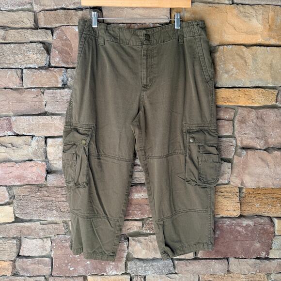 VTG Lauren Ralph Lauren LRL 12 Olive Green Utility Baggy Cargo Crop Women's Pant - Picture 1 of 13